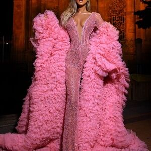 Albina Dyla small pink fully beaded jumpsuit only